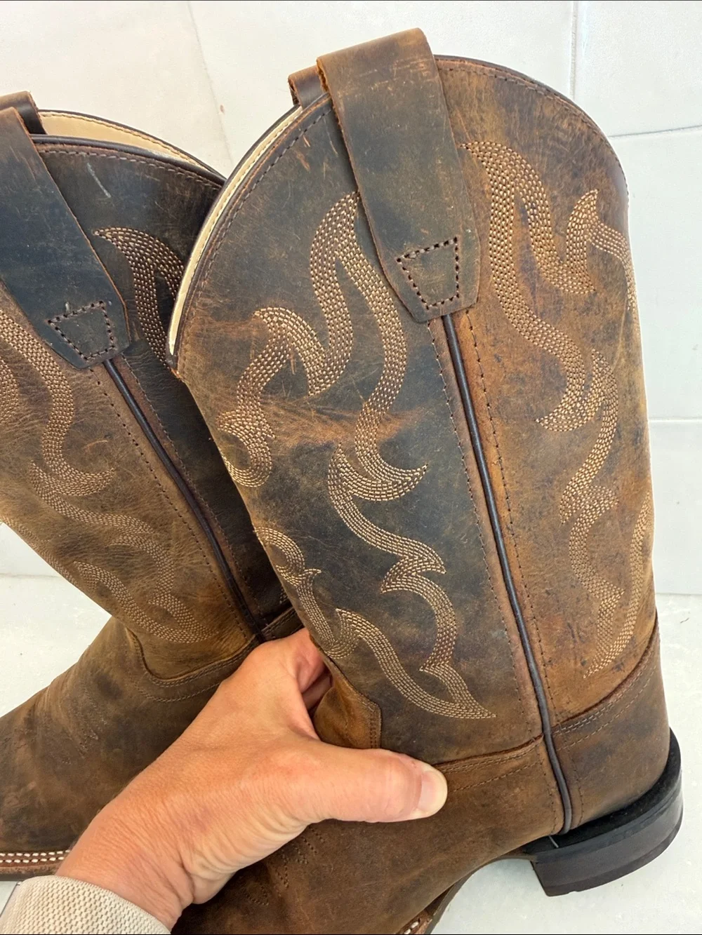 Kids Brown Western Pull-On Cowboy Boots